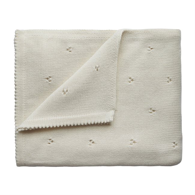 Mushie Knitted Baby Blanket - Pointelle Ivory